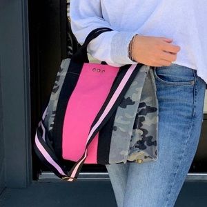 Camo Pink Canvas Tote Crossbody Strap